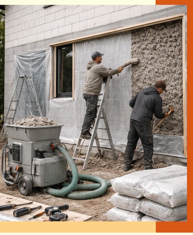 Утепление дома из газобетона эковатой в Рыбинске от 4684 руб./м2 | ТепломастерРбн